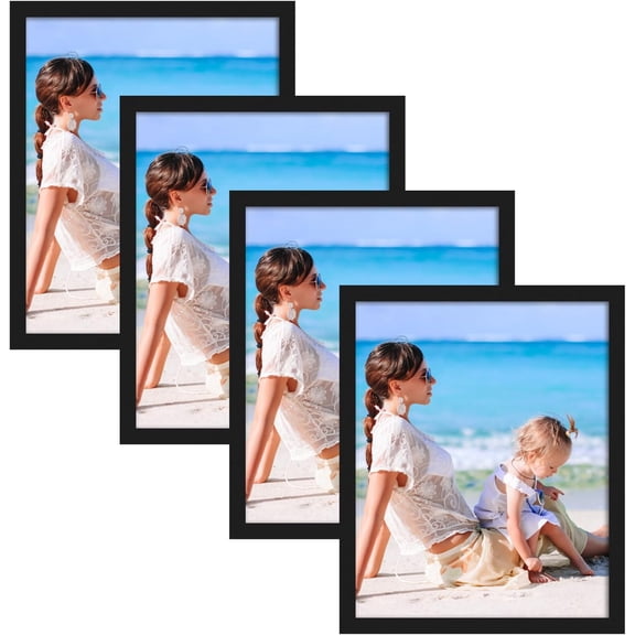 8x10 Magnetic Picture Frames for Refrigerator, 4 Packs 8 By 10 Picture Frame with Self-Adhesive Backing Set for Glass Window Door Cubicle Tile Wall, Black