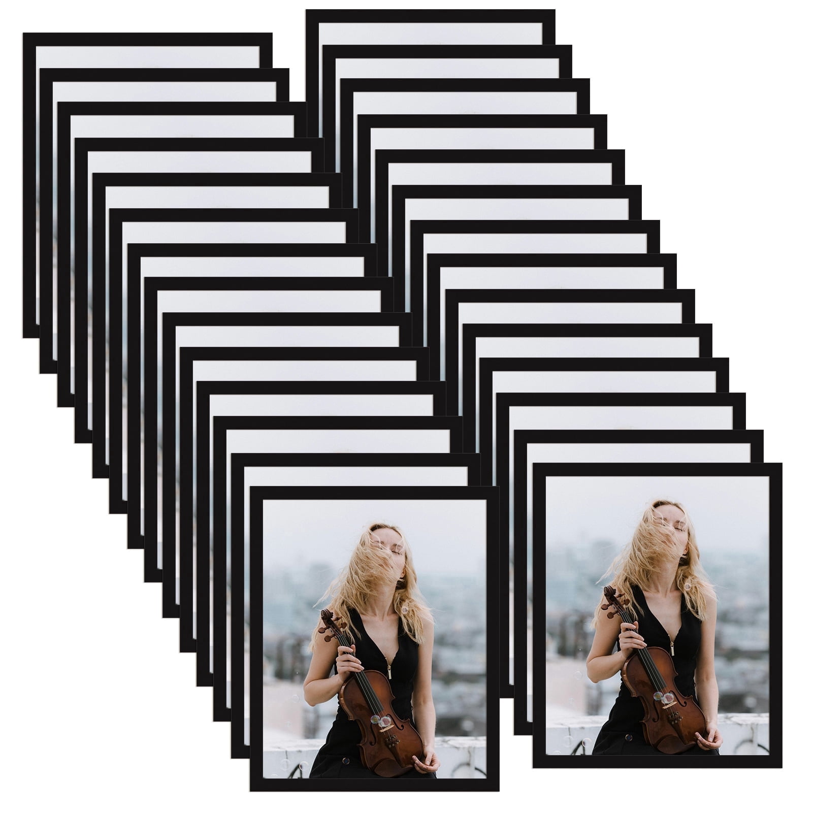 8x10 Magnetic Picture Frames Set of 30 with Self-Adhesive Backing for Refrigerator, Black