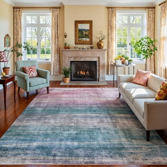 8x10 Modern Abstract Rugs Washable Non-Slip Ombre for Living Room Bedroom Study Room-Orchid