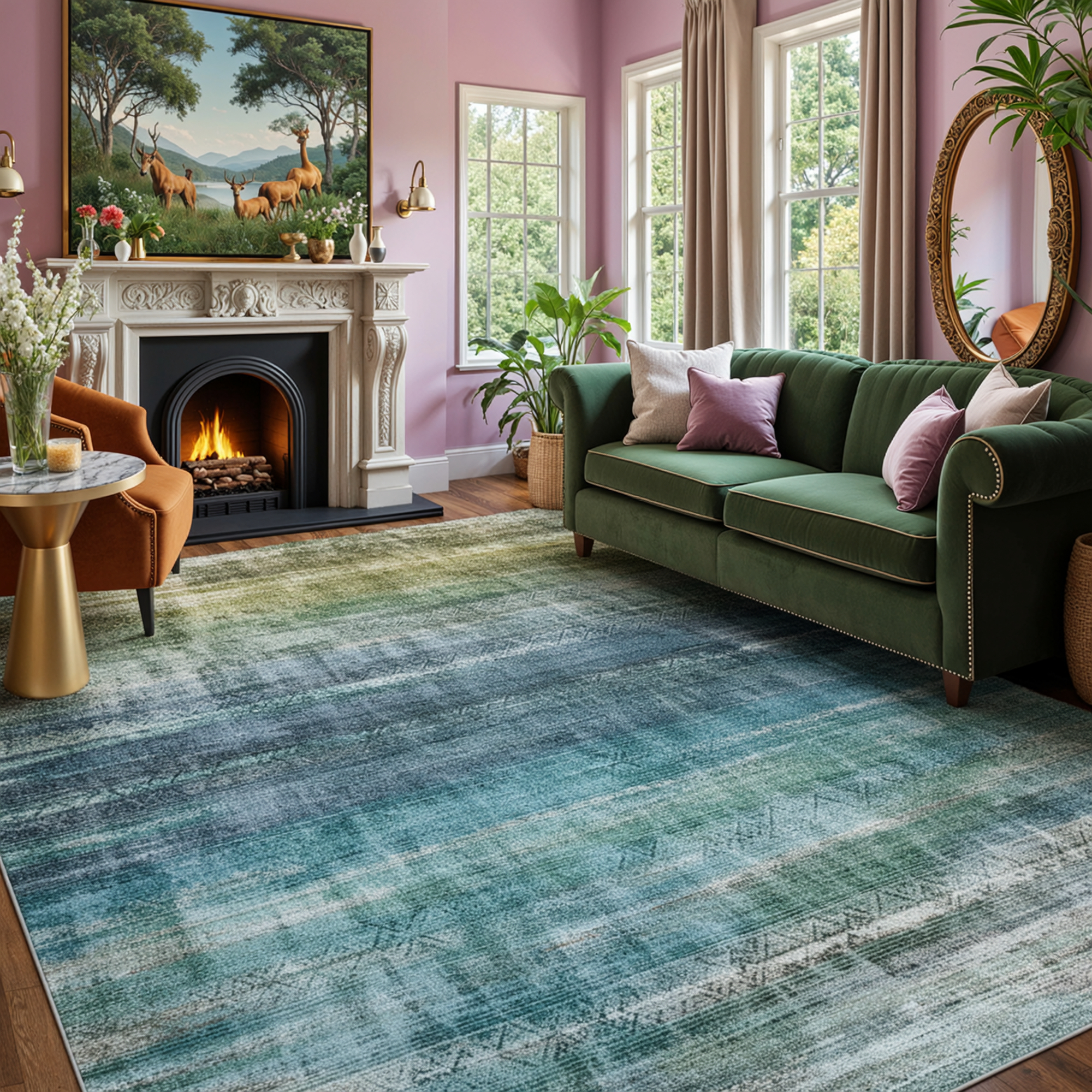 Study Rugs Kokia, Modern Abstract Rug, 8x10, Washable, Non-Slip Ombre for Living ...
