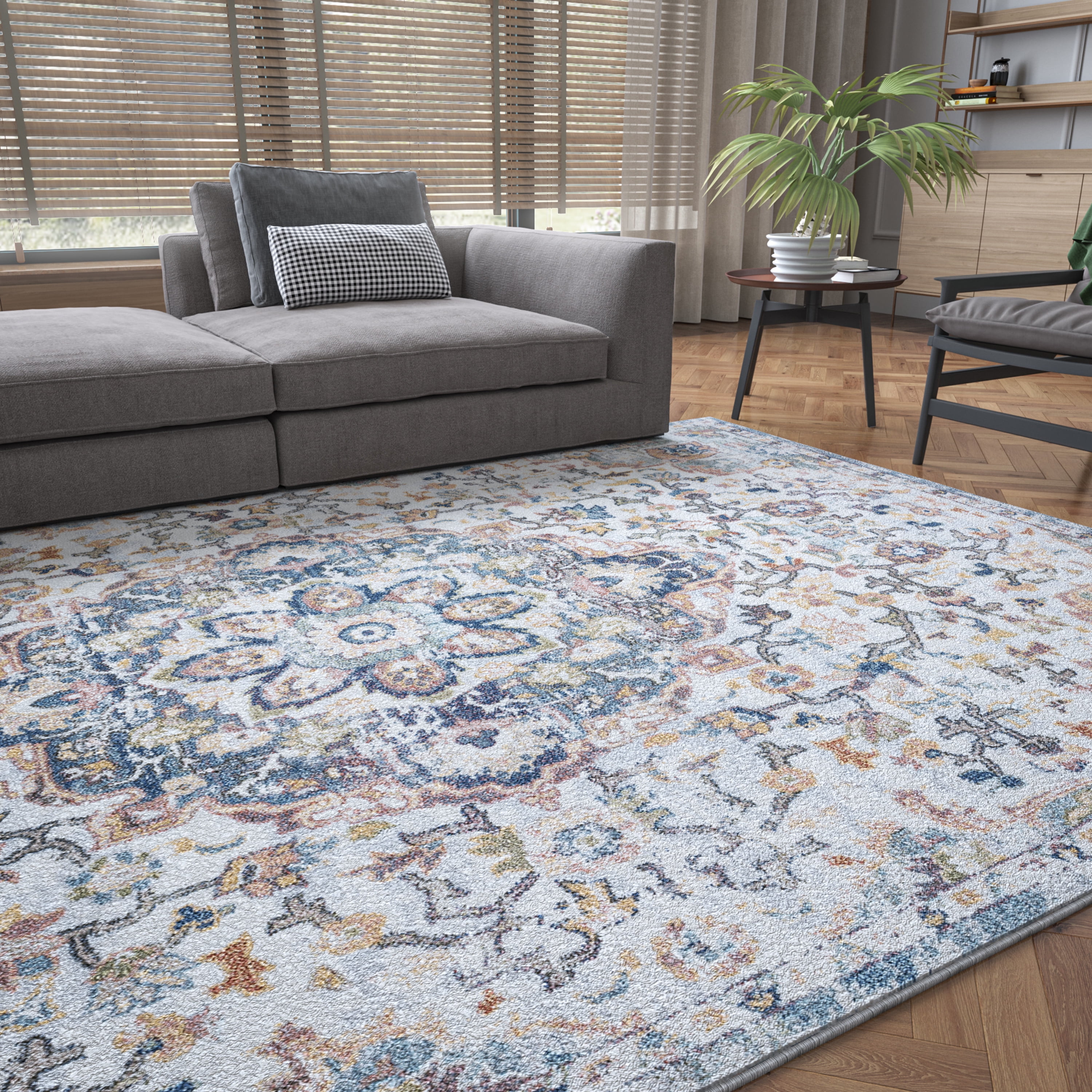 Free Shipping! Bliss Rugs 8x10 Modern Cream Area Rug Floral Watercolor Durable Living Room ...