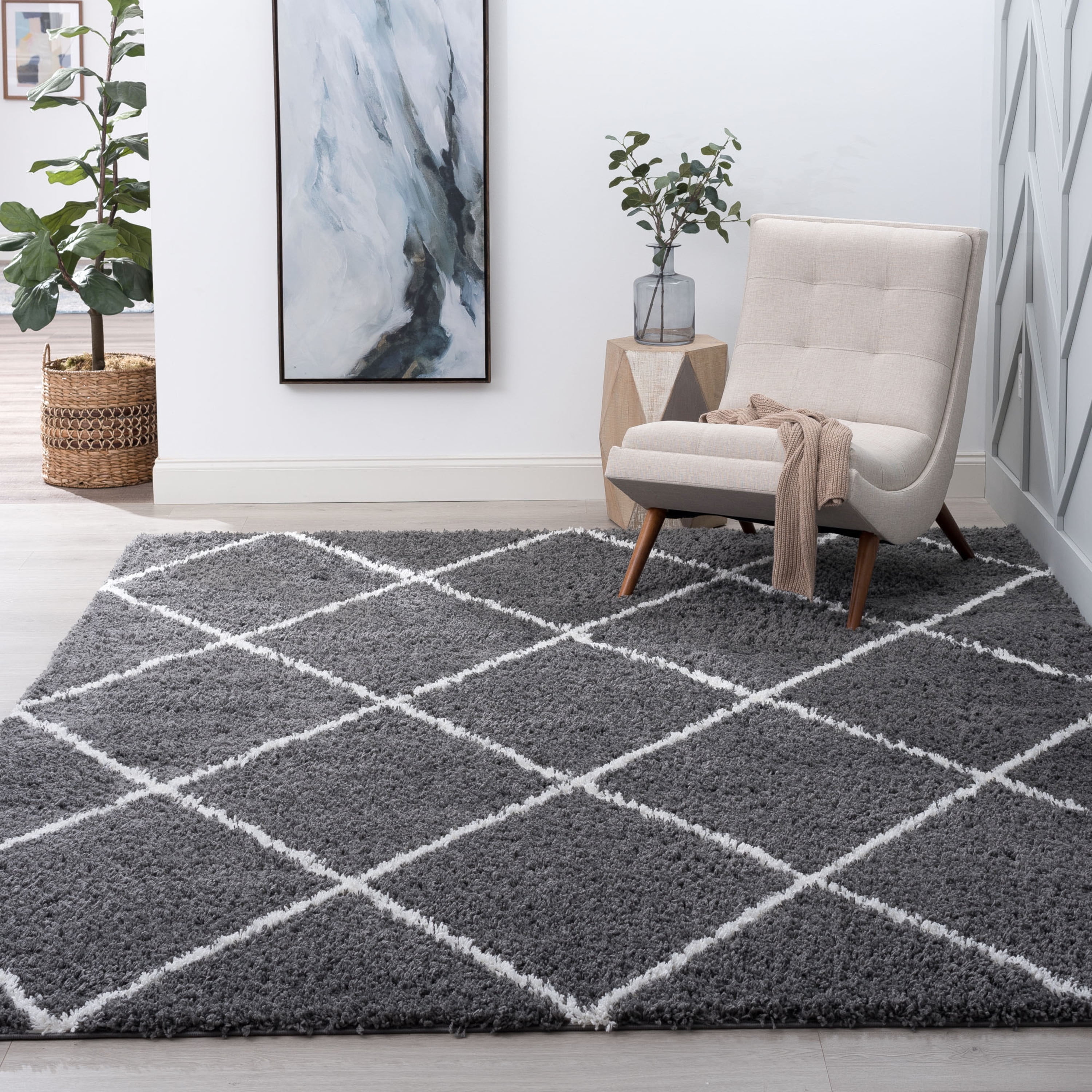 Large Living Room Rugs Grey Modern Patten Big Area Carpets Floor Decor -  Warmly Home