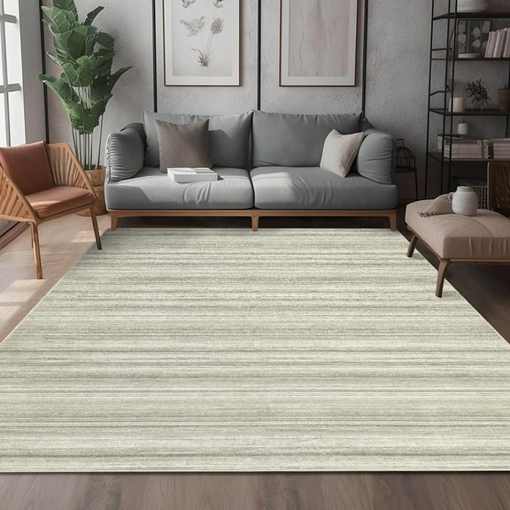 8x10 Modern Indoor Area Rugs for Living Room Bedroom Kitchen Geometric Striped Non-Shedding Soft Area Carpet for Home Office Beige