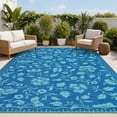 thumbnail image 1 of 8x10 Navy&Turquoise Outdoor Rug Waterproof Reversible, Floral Plastic Straw Patio Rug, Foldable Outdoor Area Rug for RV Camping, Picnic, Beach, Balcony, Deck & Garden 8x10 Navy&Turquoise, 1 of 9
