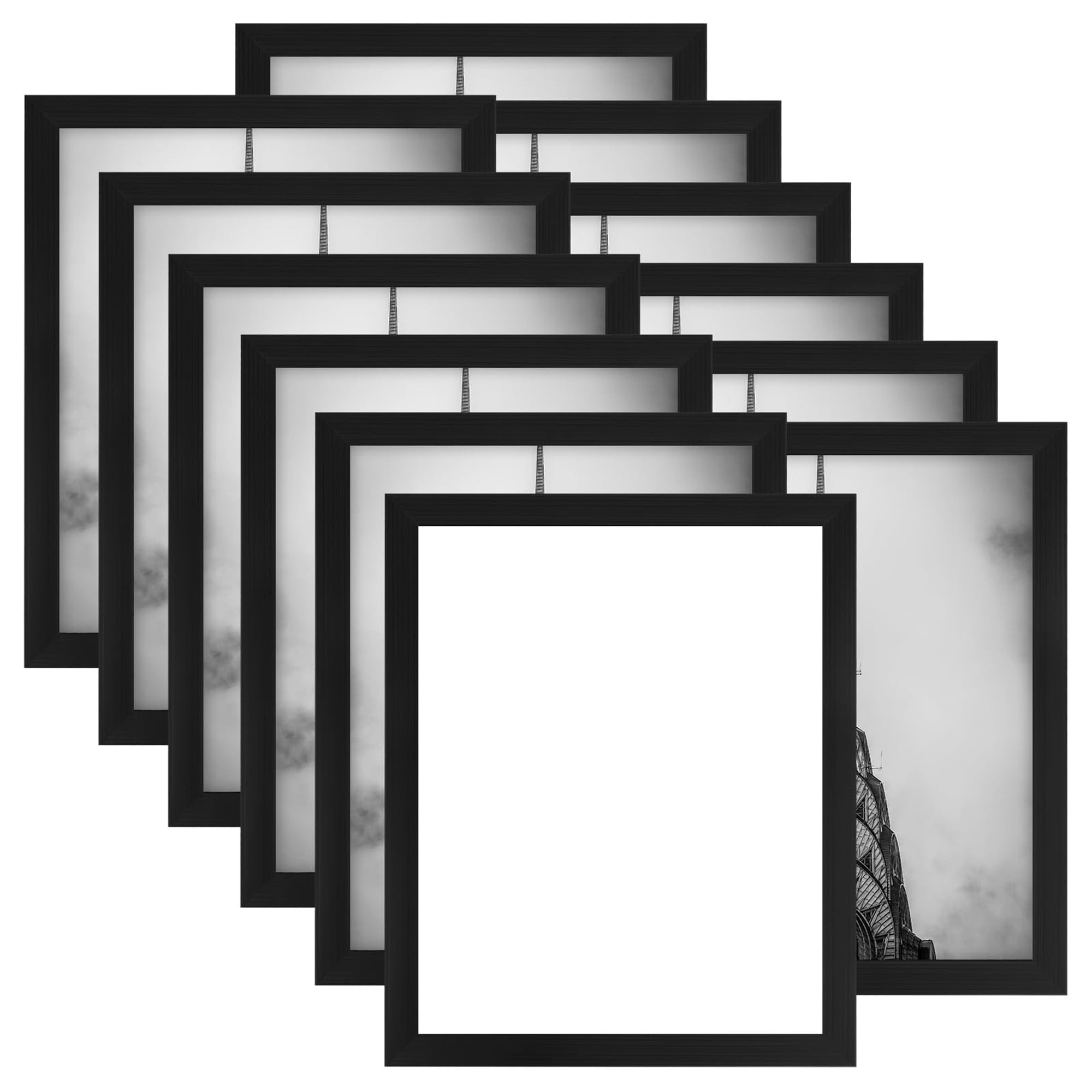 8x10 Photo Frames, 12 Pack Multi-Use Frames, Wall Mountable Picture Frames, Desktop Display Frames, Perfect for Gallery Wall, Family Picture Collages, Office Decor, Black