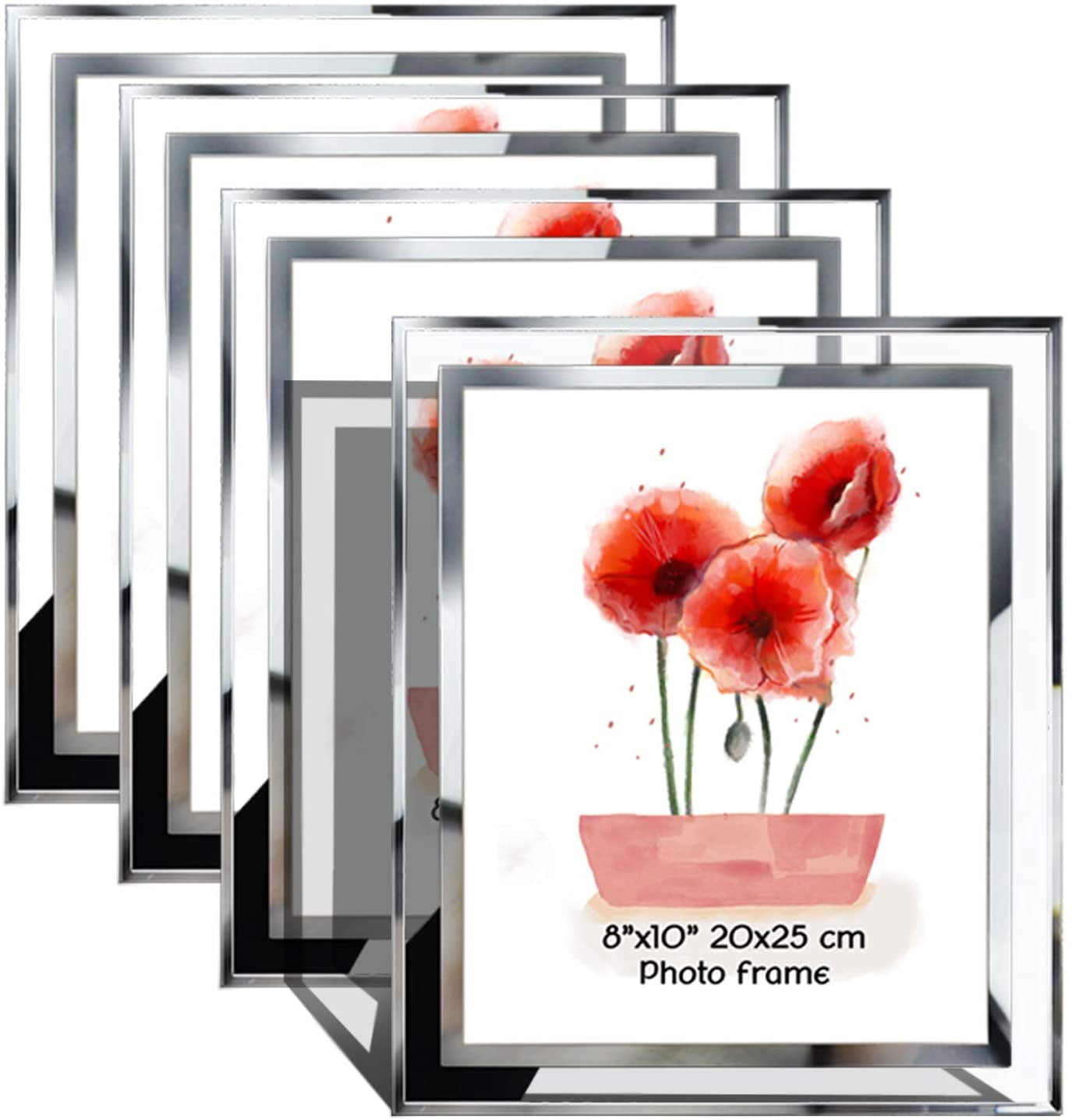 8x10 Picture Frame 4 Pack, Clear Photo Frames with Glass for Tabletop