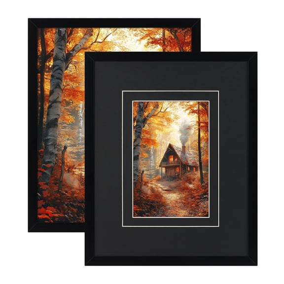 8x10 Picture Frame, 8x10 Black PVC Picture Frame with Double Mat for 5x7 & 4x6 Photos, 2 Pack