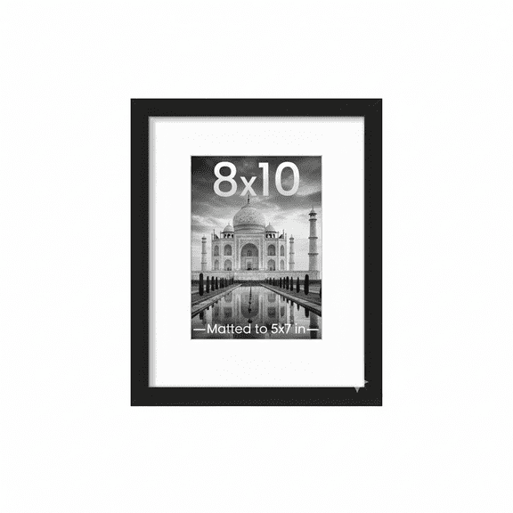 8x10 Picture Frame, Black, Display 5x7 Photos with Mat or 8x10 Without, Wall or Table, Home Decor, 1 Pack
