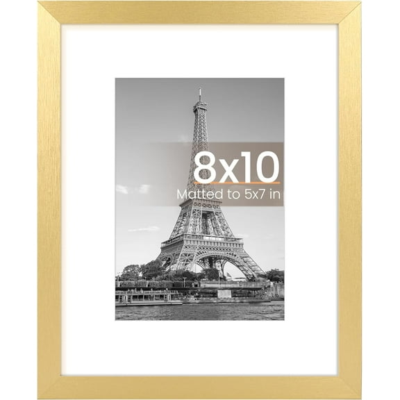 8x10 Picture Frame, Display Pictures 5x7 with Mat or 8 x 10 Without, Wall Hanging Photo Frames, 1 Pack