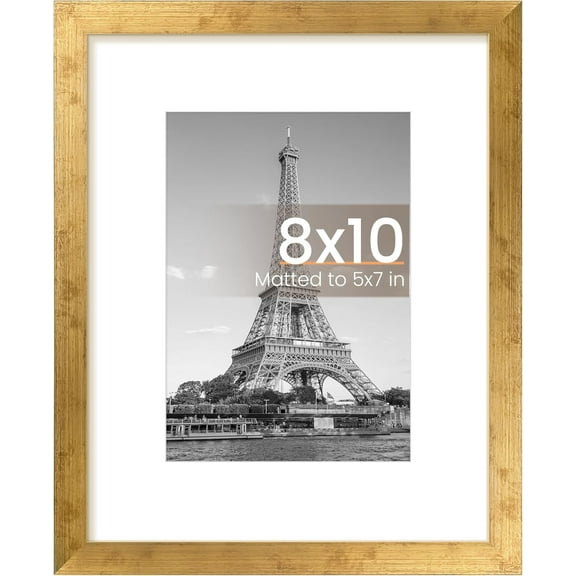 8x10 Picture Frame, Display Pictures 5x7 with Mat or 8 x 10 Without, Wall Hanging Photo Frames, 1 Pack
