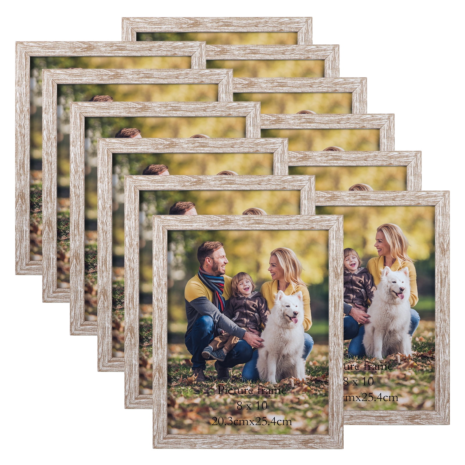 Rustic Farmhouse 8x10 Picture Frame Set of 12 Distressed Beige White Wall or Tabletop Display Eco friendly Walmart