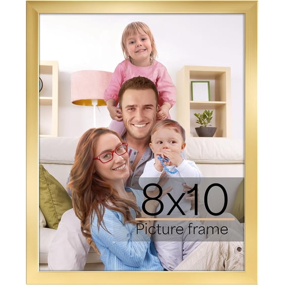 8x10 Picture Frame Gold, 8 by 10 Thin Photo Frame for Wall Tabletop Display, Single