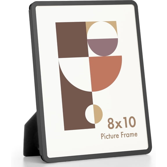 8x10 Picture Frame-Metal Rounded Corner Frame 8x10, 8''x10''Photo Frame with Tempered Glass,Tabletop and Wall Display, One-Piece 8 By 10 Metal Picture Frame for images, Black