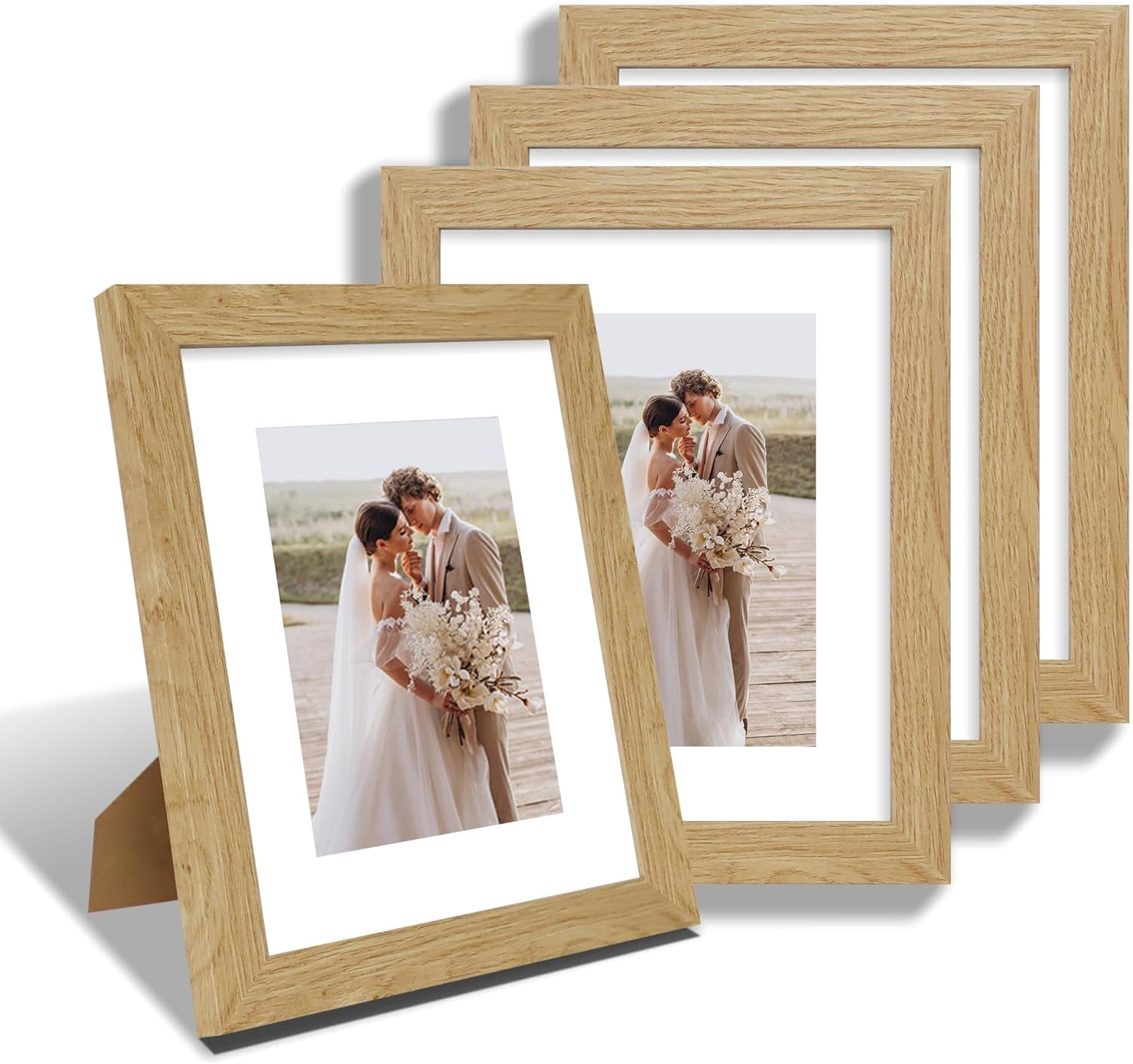 Ibalux 8x10 Picture Frame - Pine Wood With Real Glass, Displays 5x7 With Mat Or 8x10 Without, Beige