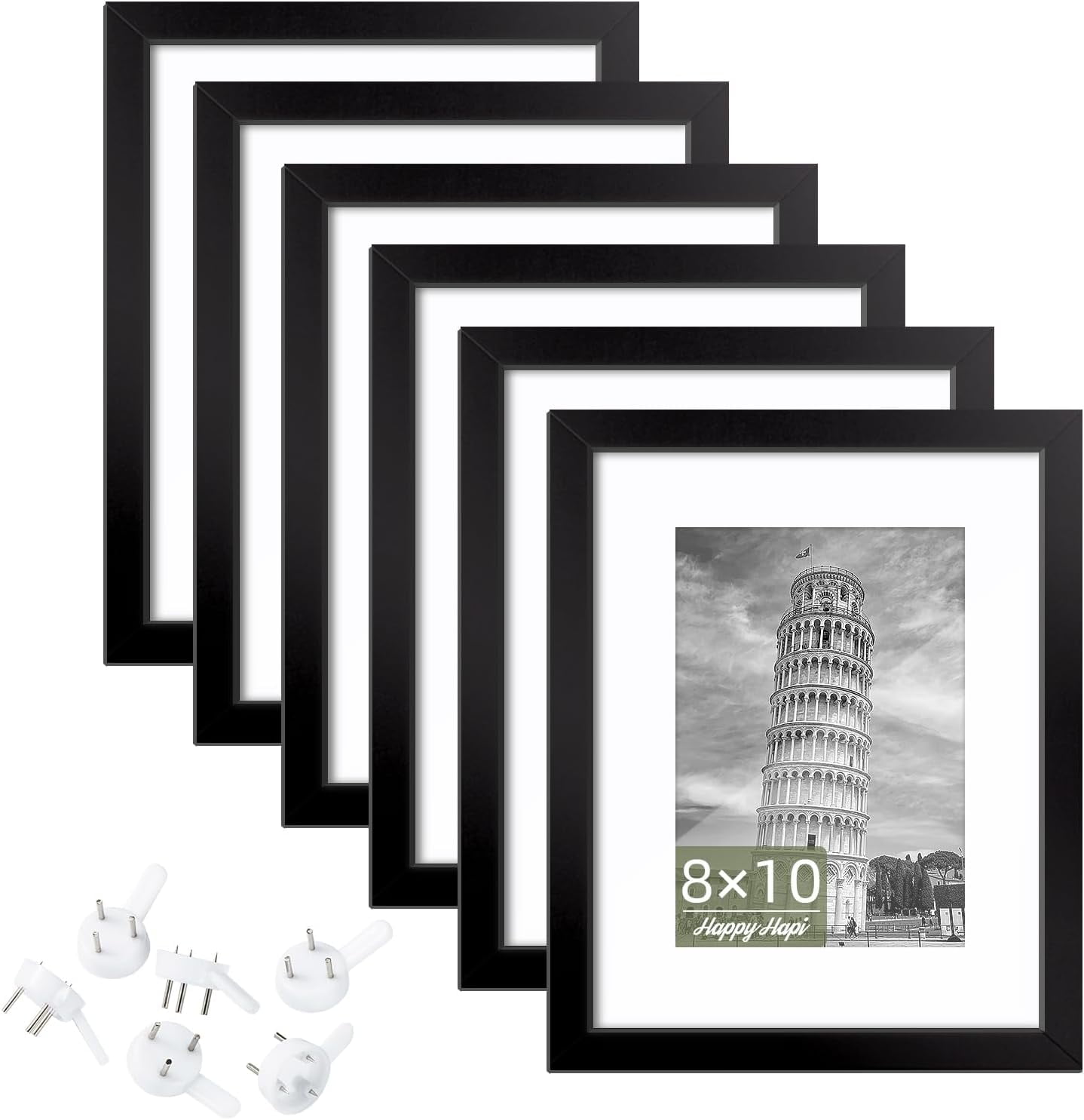 Malden 5x7 / 8x10 Picture Frame 4-Pack - Black Wood Grain Frame With Glass, For Wall Or Tabletop 2 thumbnail image