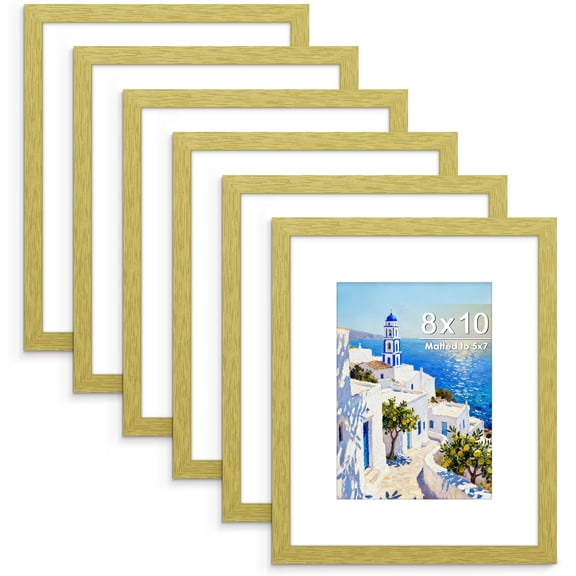 8x10 Picture Frame Set Of 6 Display Pictures 5x7 With Mat Or Without For Wall Mounting Table Top Photo Frames Collage Decor