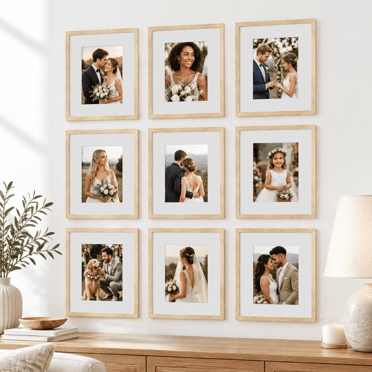 8x10 Picture Frame Set Of 9 Display Pictures 5x7 With Mat Or Without ...