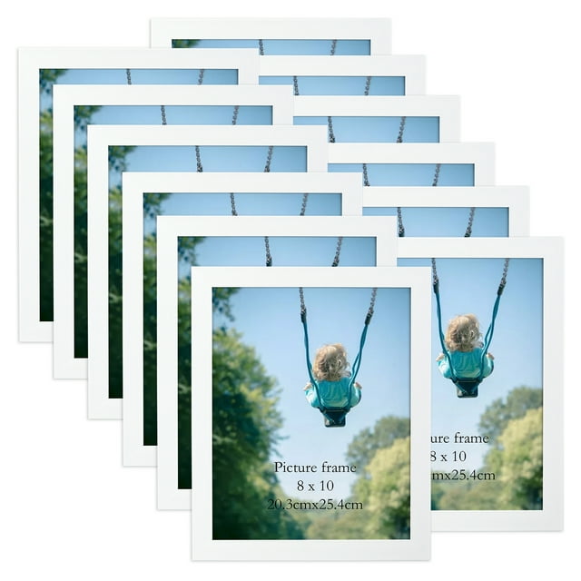 White 8x10 Picture Frame Set of 12, Bulk Wall or Tabletop Display