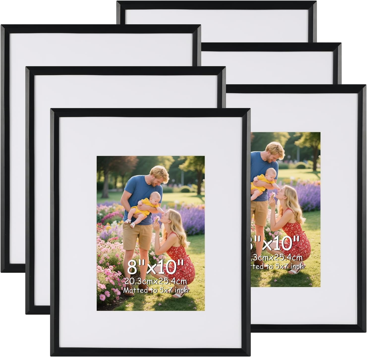 8x10 Picture Frame Set of 6, Display 5x7 Pictures With Mat or 8x10 ...