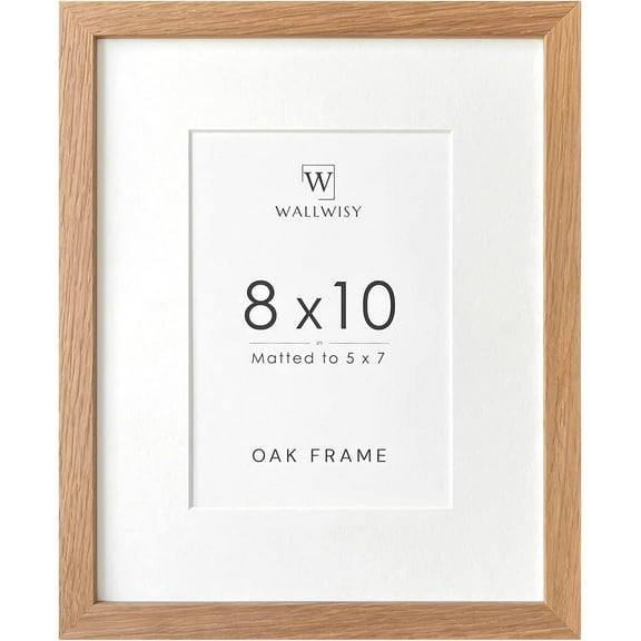 8x10 Picture Frame, Solid Oak Wood 8x10 Photo Frame with Mat to 5x7, 10x8 Picture Frames for Wall and Tabletop Display, Natural Oak 8 x 10 Frame, Set of 1