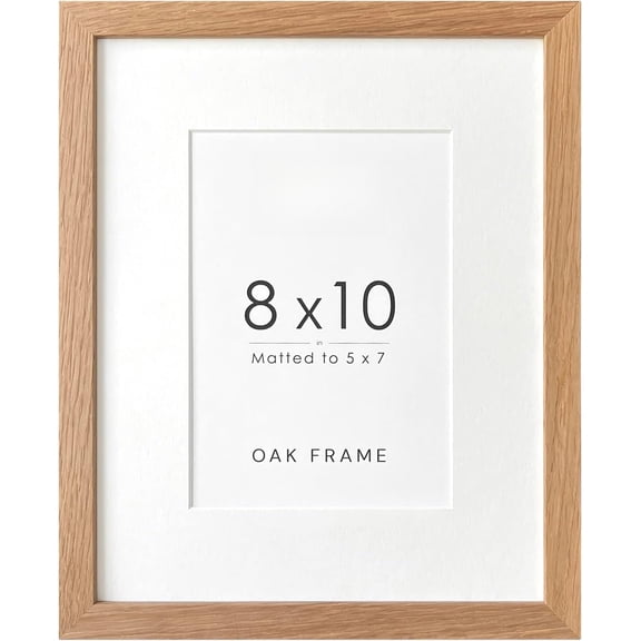 8x10 Picture Frame, Solid Oak Wood 8x10 Photo Frame with Mat to 5x7, 10x8 Picture Frames for Wall and Tabletop Display, Natural Oak 8 x 10 Frame, Set of 1