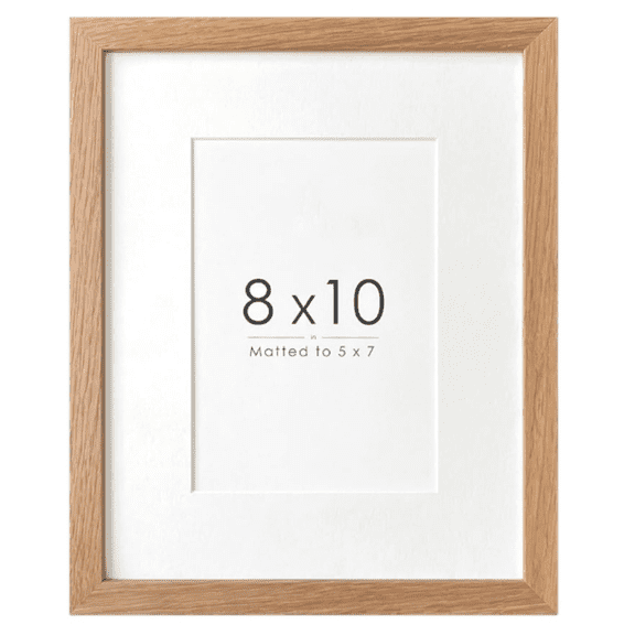 8x10 Picture Frame, Solid Oak Wood 8x10 Photo Frame with Mat to 5x7, 10x8 Picture Frames for Wall and Tabletop Display, Oak 8 x 10 Frame, Set of 1