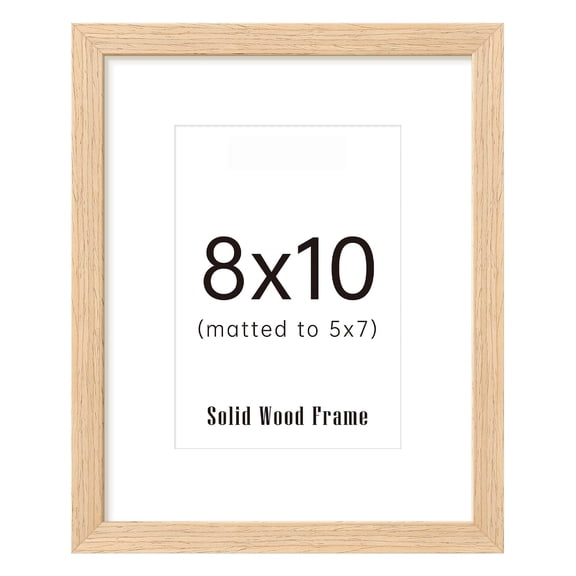 8x10 Picture Frame,Solid Wood Picture Frame8x10 Natural Wood Frame for5x7 Picture without Mat,Wall Mount and Tabletop Standing Hanging Photo Display Frame for Home Decor, Natural