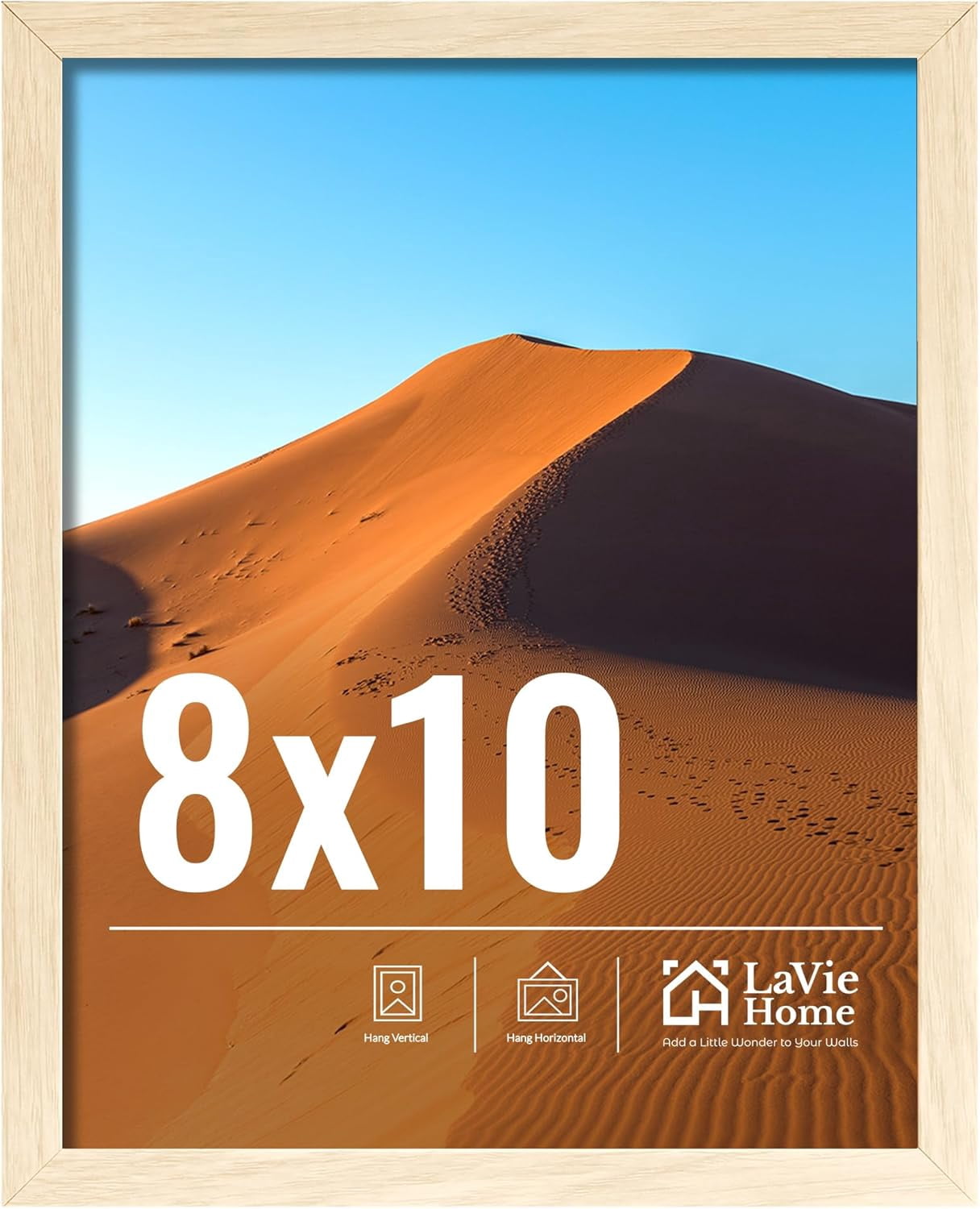 8x10 Picture Frame for Wall Display, 8x10 Oak Picture Frame with HD Plexiglas, 8 x 10 Poster Frame 1 Pack, Display Frame for Vertical or Horizontal, Classic Collection