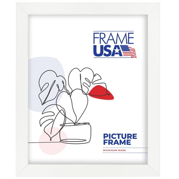 8x10 Picture Frame White Corporate Thin Style 72074, 0.75 Inch MDF Moulding, Includes Glass and Backing Wall Display Frame for Art, Posters, or Photos Frame USA