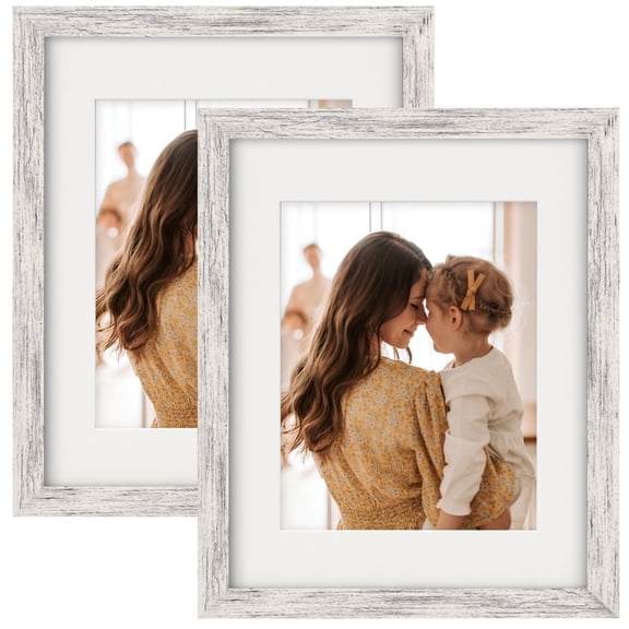 AEVETE 8x10 Picture Frames Distressed White Tabletop or Wall Display for Home Decor and Gifts, 2 Pack