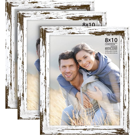 8x10 Picture Frames (Distressed White, 3 Pack) Farmhouse Style, Richland Collection