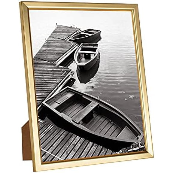 8x10 Picture Frames, Gold Photo Frames for Wall or Tabletop Display, Simple Design Glossy Finish Frame Perfect for Home Decoration, Office, Hotel and Various Ceremonies Praties