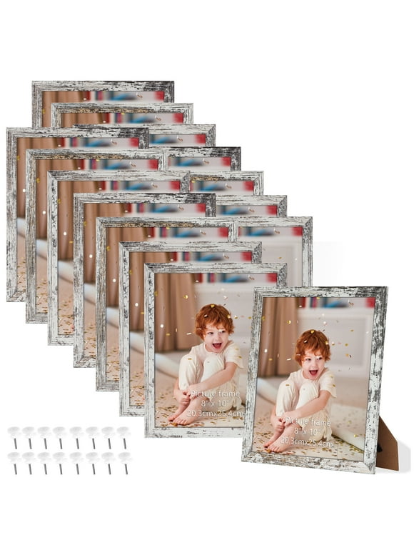 8x10 Picture Frames Set of 15, Farmhouse Wood Photo Frame 8 by 10 for Wall or Tabletop Display