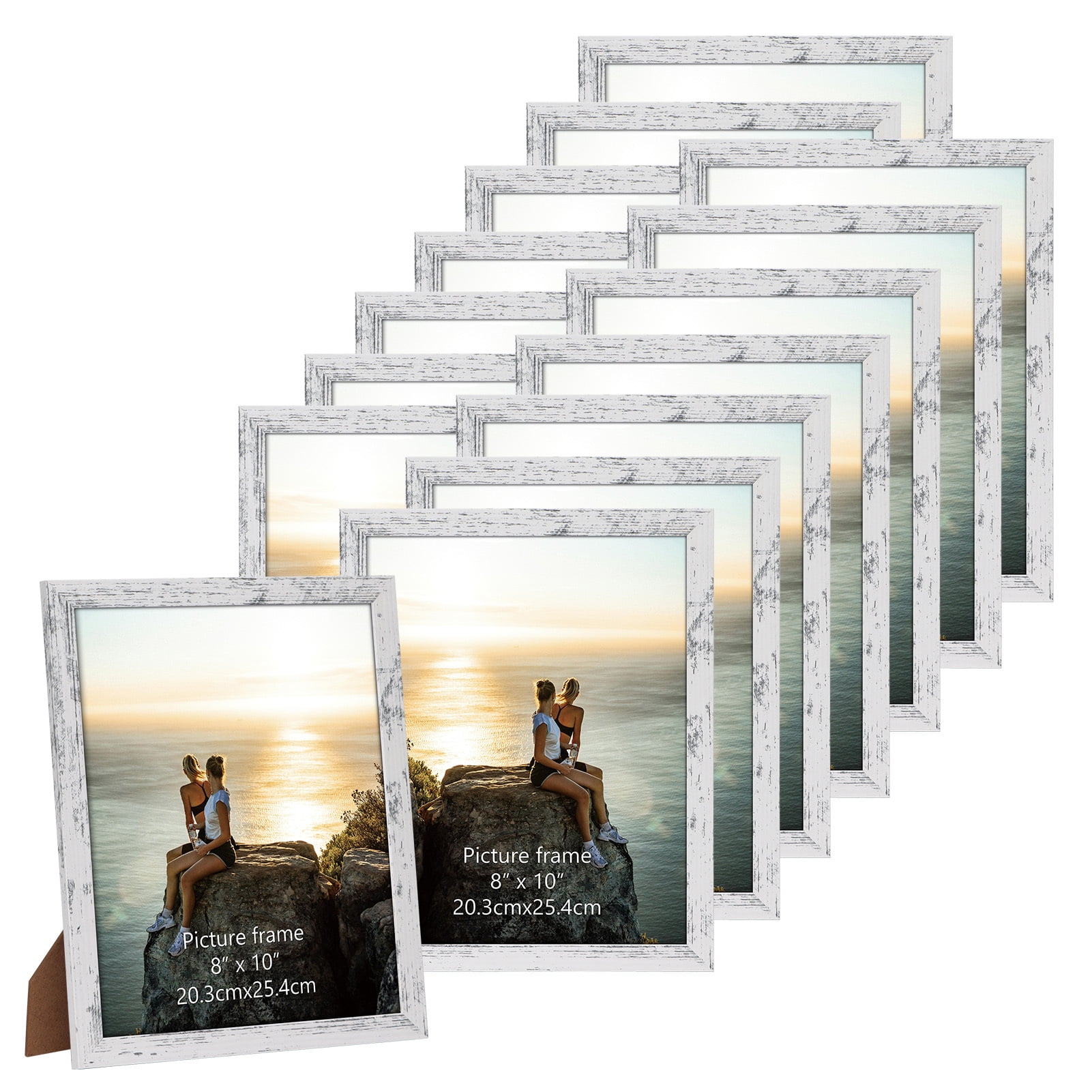 Set of 15 Rustic 8x10 Photo Frames for Wall or Tabletop Display, Sturdy