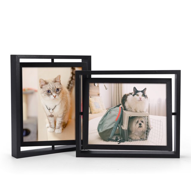 8x10 Picture Frames Set of 2,Black Rotating Floating 8 by 10 Photo
