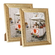 8x10 Picture Frames Set of 2-Chic Style, Gold 8 by 10 photo Frames for Wall-Mount and Tabletop