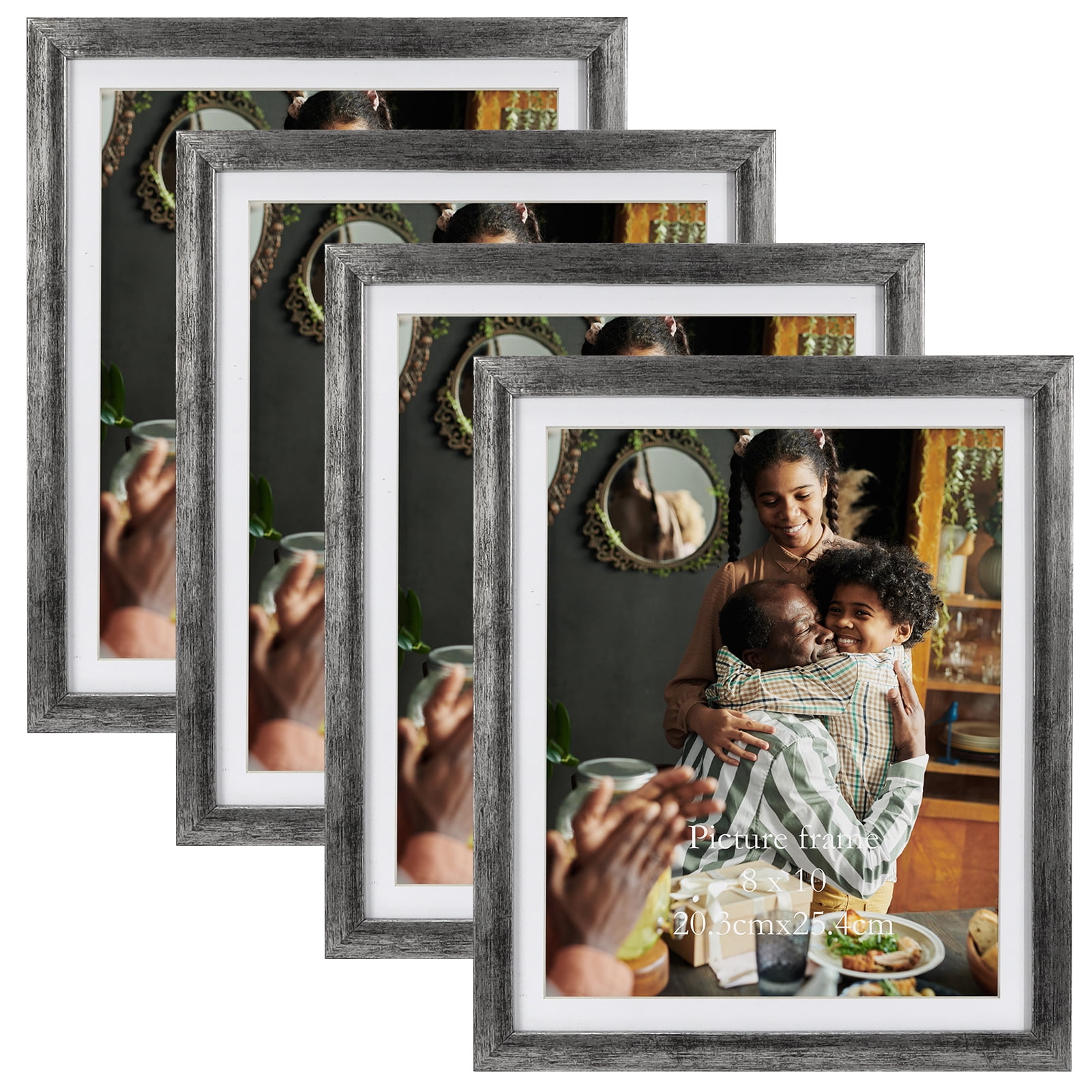 Mainstays 11x14 Matted to 8x10 Linear Gallery Wall Picture Frame, Set of 4,  Rustic Gray 