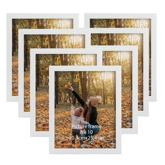 8x10 Picture Frames Set of 7, White Photo Frame for Wall and Tabletop Display