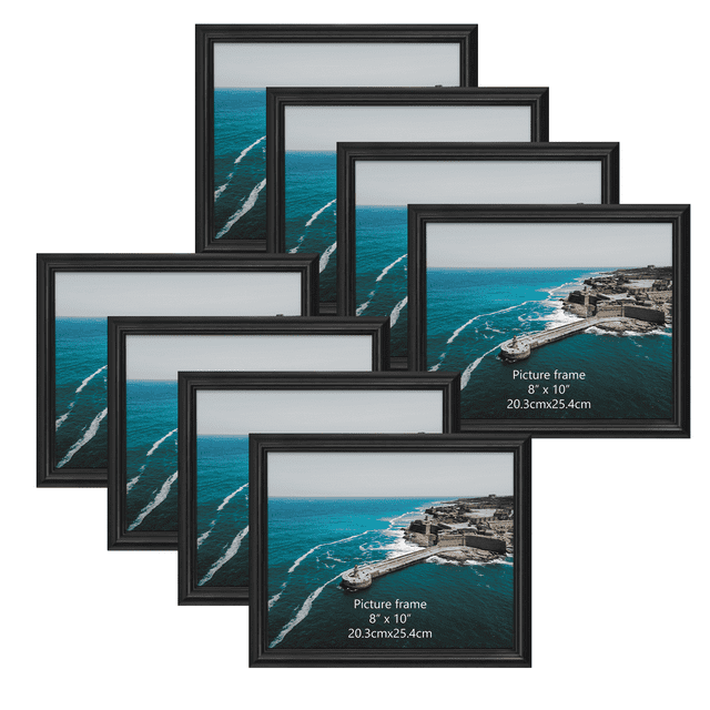 8x10 Picture Frames Set of 8, Black 8 by 10 Photo Frame for Mother's