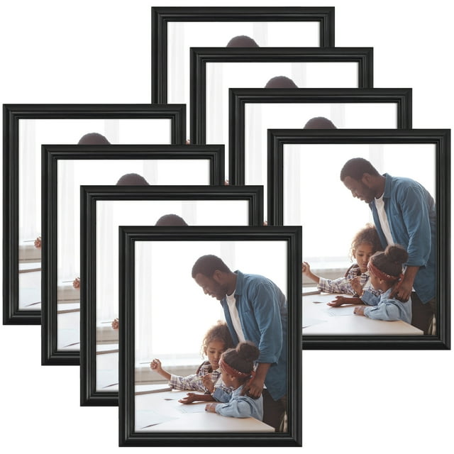 8x10 Picture Frames Set of 8, Black 8 by 10 Photo Frame for Wall or