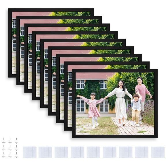 8x10 Picture Tiles | Mix Frames Stick On Wall Photo Peel And As Gallery Frame Set (black - 9)