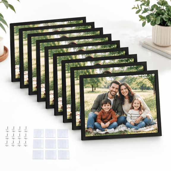 8x10 Picture Tiles | Mix Frames Stick On Wall Photo Peel And As Gallery Frame Set (black - 9)