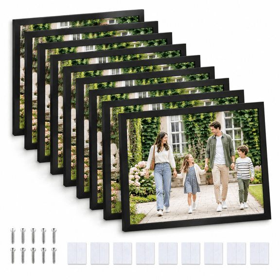 8x10 Picture Tiles | Mix Frames Stick On Wall Photo Peel And As Gallery Frame Set (black - 9)