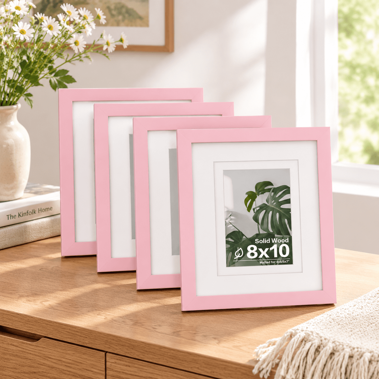 8x10 Pink Picture Frame with Plexiglas Display for 4x6/5x7 Mat or No ...