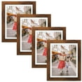 8x10 Rustic Brown Picture Frames Set of 4. 8x10 with Mat or 9x11 Without Mat, for WallMount and