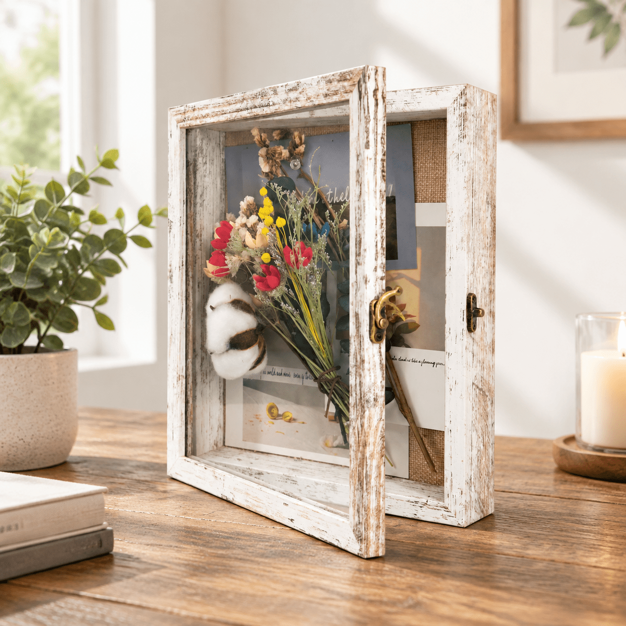 Rustic Shadow Box Table Ideas 8x10 Rustic White Wood Shadow Box Frame for Memorabilia, Pictures, and ...