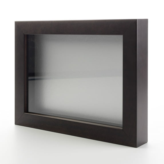 8x10 Shadow Box Frame Dark Brown Real Wood with a Silver Acid-Free Backing | 3/4" of Usuable Depth