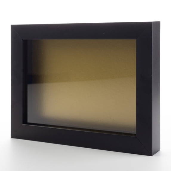8x10 Shadow Box Frame Painted Black Real Wood with a Gold Acid-Free Backing | 3/4" of Usuable Depth