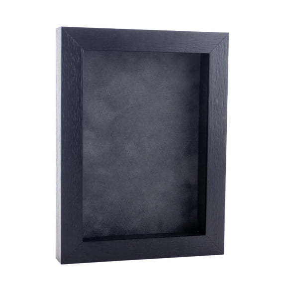8x10 Shadow Box Frame Textured Black Wood | With a 3/4" Usable Display Depth | Includes a Dark Grey
