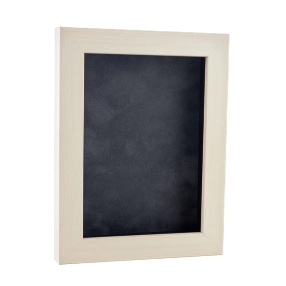 8x10 Shadow Box Frame White Washed Wood | With a 3/4" Usable Display Depth | Includes a Dark Grey